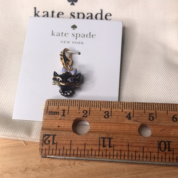 Kate Spade New York How Charming Black Cat with Blue Eyes Sparkly Dangle Charm - Picture 14 of 15